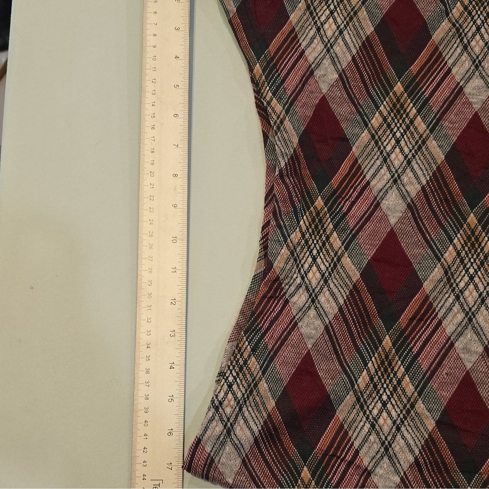 NRC Fashions Women's Burgundy Plaid A-Line Knee Length Skirt - Picture 6 of 7